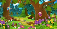 Cartoon forest scene - illustration for children Stock Illustration ...