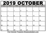 Free Printable October Calender