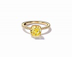 Tiffany True® engagement ring with a cushion-cut yellow diamond and a ...