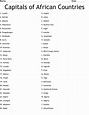 Capitals of African Countries Worksheet - WordMint