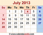 July 2013 Calendar | Templates for Word, Excel and PDF