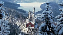 Обои замок Нойшванштайн, Fssen, замок, зима, снег 4K Ultra HD бесплатно ...