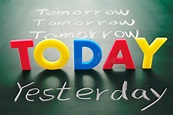 Today, Yesterday, and Tomorrow Words on Blackboard Stock Image - Image ...
