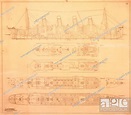 SS Titanic section and plan scale original blueprint, rubber stamped by ...