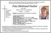 Traueranzeigen von Edeltraud Fischer | Mittelbayerische Trauer