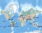 StepMap - Flugrouten Oneworld-Programm - Landkarte für Welt