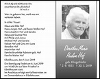 Traueranzeigen von Dorothea Marie Pauline Hof | www.vrm-trauer.de