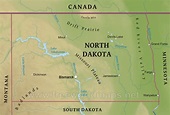 Physical map of North Dakota
