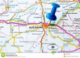 Augsburg no mapa imagem de stock. Imagem de cartografia - 122918079