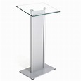 M&T Displays Tempered Clear Glass Podium with Aluminum Front Panel ...