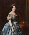 a painting of a woman in a blue dress with a tiara on her head