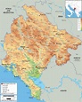 Large physical map of Montenegro with roads, cities and airports ...