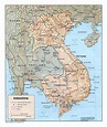 Mapa político detallada de Indochina con alivio, las carreteras y las ...