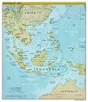 Large scale political map of Southeast Asia with relief, capitals and ...