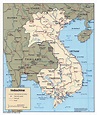 Large detailed political map of Indochina with roads and major cities ...
