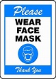Accuform "PLEASE WEAR FACE MASK" Sign, Blue, Adhesive Vinyl, 10" x 7 ...