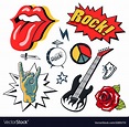 Rock and punk culture sign and symbol set poster Vector Image