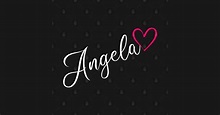 Angela Name Calligraphy Pink Heart - Angela Name - T-Shirt | TeePublic