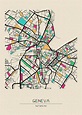 Geneva, Switzerland City Map Drawing by Inspirowl Design - Fine Art America