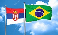 Bandeira da Sérvia com a bandeira do Brasil, renderização em 3d — Stock ...
