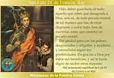 MISIONEROS DE LA PALABRA DIVINA: SANTORAL - SAN LUIS IX DE FRANCIA REY