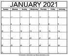 January 2021 calendar | blank printable monthly calendars