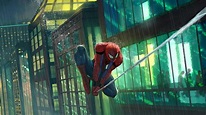 El hombre araña balanceandose entre edificios Fondo de pantalla ID:5683