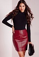 Missguided Faux Leather Mini Skirt Burgundy in Purple | Lyst