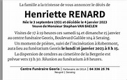 Henriette RENARD 04/01/2023 | In gedachten