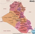 Labeled Map of Iraq with States, Capital & Cities