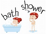 Kids taking bath and shower 293327 Vector Art at Vecteezy