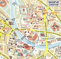 Large detailed tourist map of central part of Skopje city | Vidiani.com ...