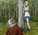 Alice, forest, rabbit, tree, waiting, HD wallpaper | Peakpx