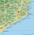 Map of surroundings of Girona - Ontheworldmap.com