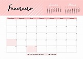 Calendário de Fevereiro pra você imprimir! - Charme Móveis e Planejados
