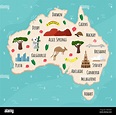 Mapa de dibujos animados de Australia. Ilustración de viaje con ...