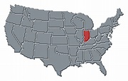 Karte der Vereinigten Staaten Indiana hervorgehoben - Lizenzfreies Bild ...