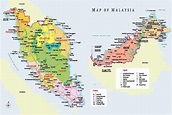 马来西亚旅游地图上，马来西亚的旅游景点的地图(东南亚洲-亚洲)