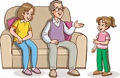 parent and child talking at home cartoon vector 20290997 Vector Art at ...