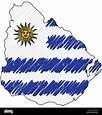 Uruguay mapa boceto dibujados a mano. Ilustración del concepto de ...
