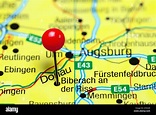 Eine der Riss Biberach merken auf einer Karte von Deutschland ...