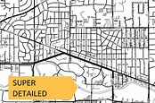East Lansing MI Map Print with Street Names Michigan USA City | Etsy
