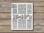 INSTANT DOWNLOAD - 1940's - Printable PDF File - Decade, History ...