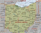 Mapa del estado de Ohio en los Estados Unidos