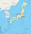 Obraz Mapa polityczna Japonii ze stolicą Tokio, granicami państwowymi i ...