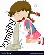 Girl vomiting and feeling sick Royalty Free Vector Image