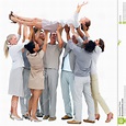 Success-Young Woman Carried by Her Colleagues Stock Photo - Image of ...