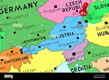 Austria, Vienna - capital city, pinned on political map Stock Photo - Alamy
