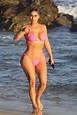 Kim Kardashian in a Pink Bikini Posing on the Beach for a KKW Beauty ...