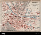 CHAMBÉRY. Karte Stadtplan Vintage Stadt. Savoie, 1923 Stockfotografie ...